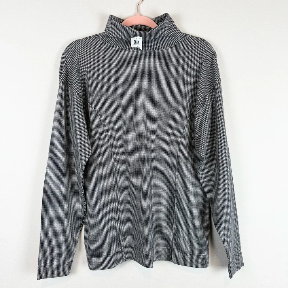 NWT Vintage Gap Houndstooth Turtleneck Long Sleeve Cotton Top Shirt Size Large - Picture 2 of 9